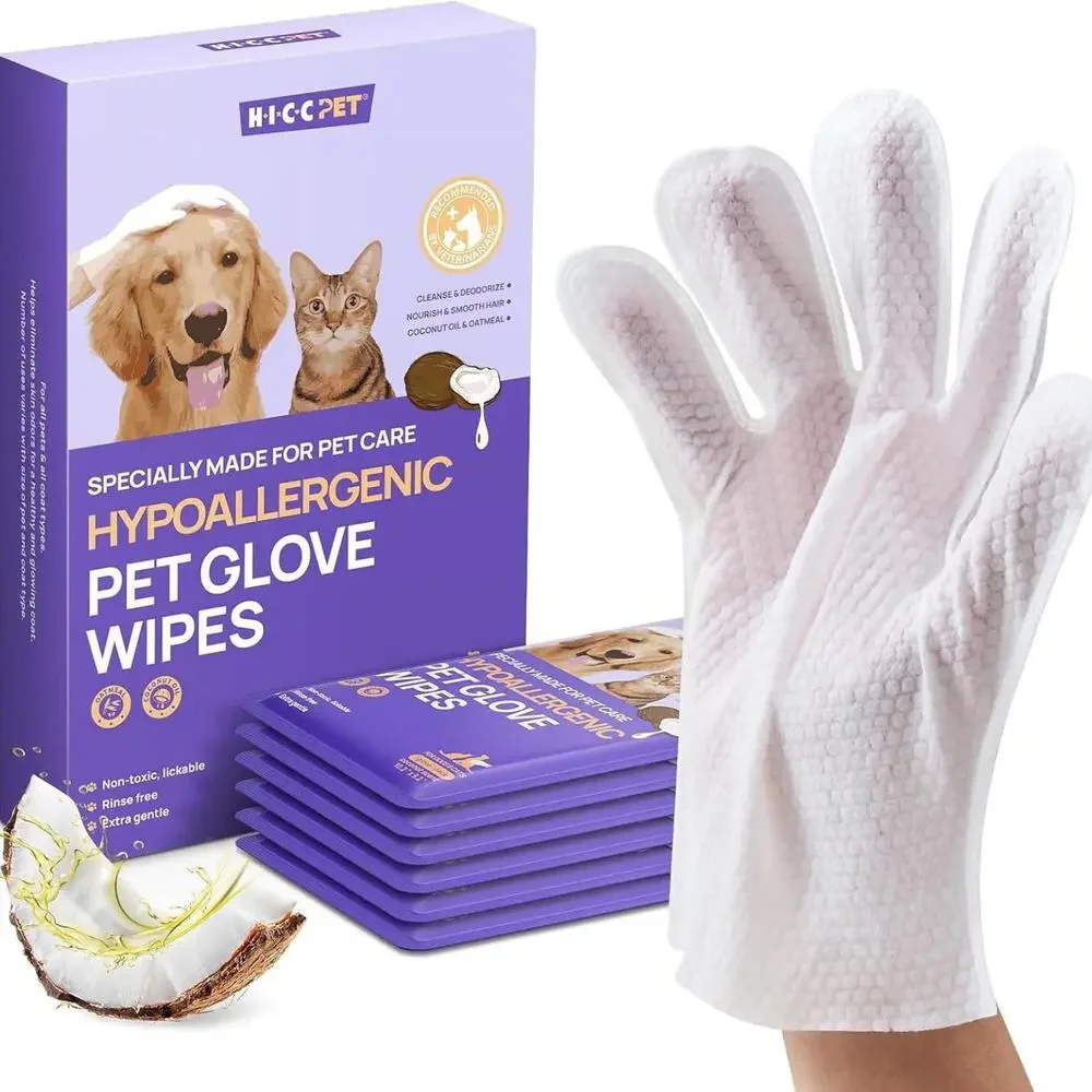 Gentle Cleaning Bath Wipes for All Pets - Quick Deodorizing Solution - 6 Wipes